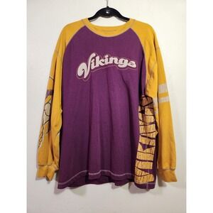 No Huddle NFL Vikings Long Sleeve Shirt Mens Size XL Colorblock‎